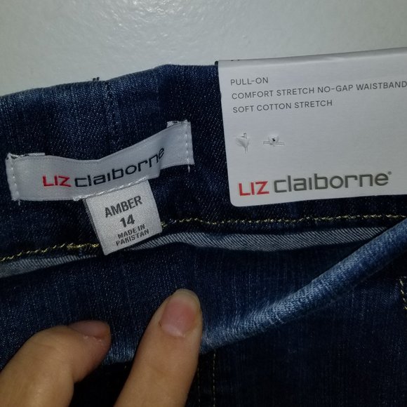 Liz Claiborne Amber Womens Mid Rise Straight Jeans with leg button detail - Picture 10 of 16